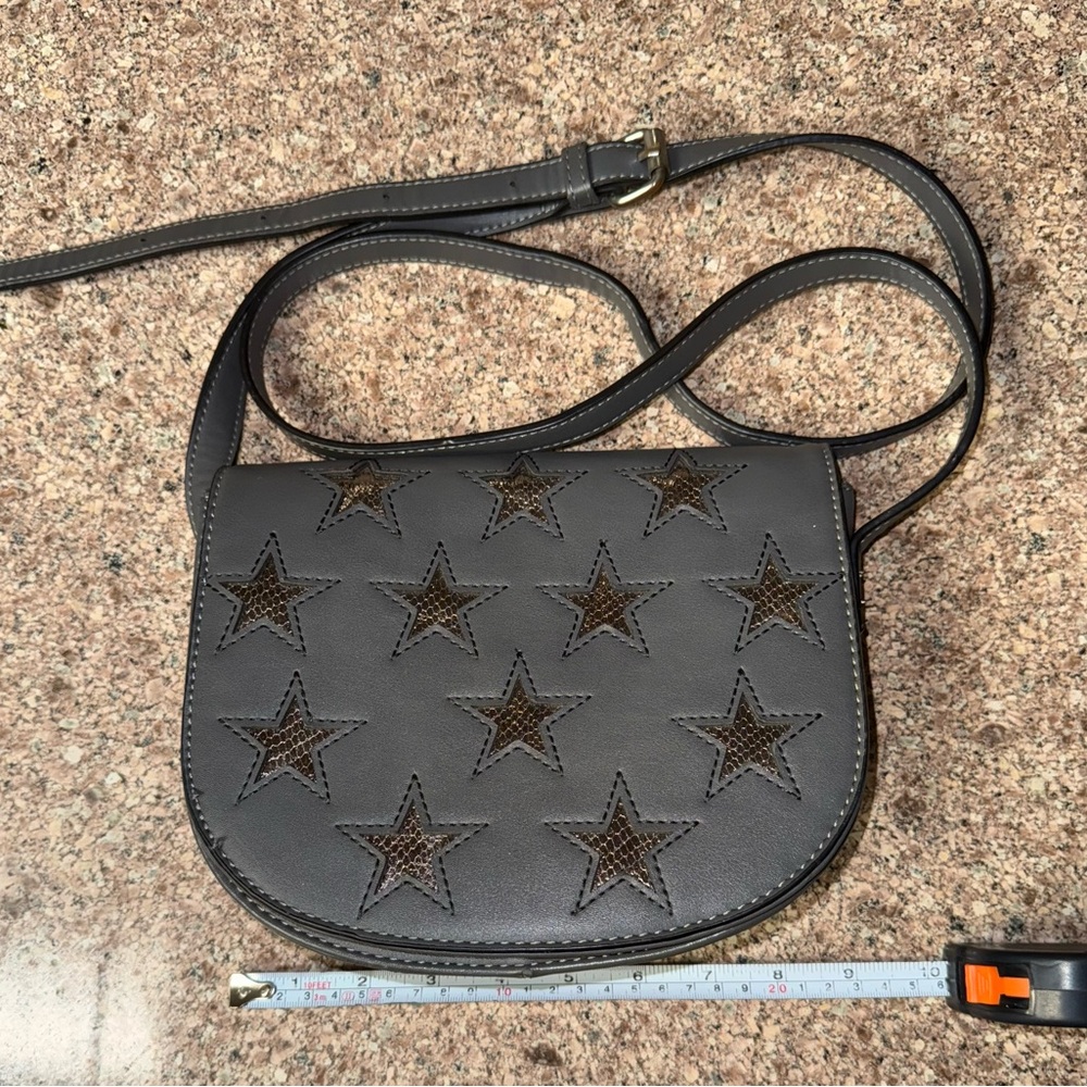Star Patterned Black Crossbody Bag